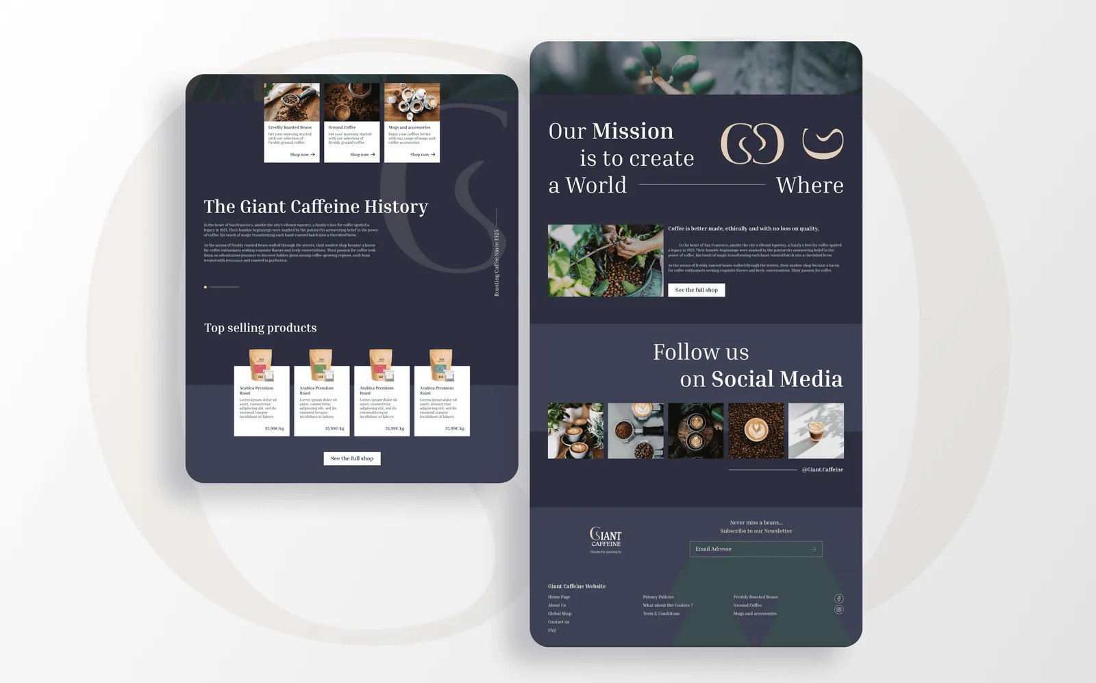 Mockup tablette du site « Giant Caffeine »